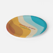 モダンレトロ70カラフルsレインボー結婚ウェーブ ペーパープレート (アングル)