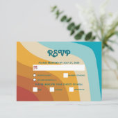 モダンレトロ70カラフルsレインボー結婚ウェーブ 出欠カード (スタンド正面)