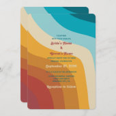 モダンレトロ70カラフルsレインボー結婚ウェーブ 招待状 (正面/裏面)