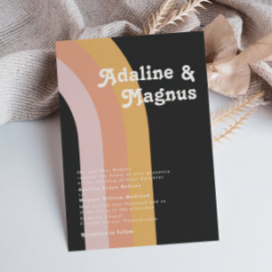 モダンレトロ70ズレインボーダーク伝統的ズ結婚ズ 招待状