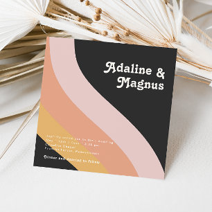 モダンレトロ70ズレインボーダーク結婚スクエア 招待状