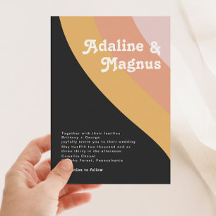 モダンレトロ70ズレインボーダーク結婚ズ 招待状