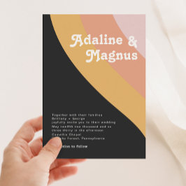 モダンレトロ70ズレインボーダーク結婚ズ 招待状