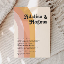 モダンレトロ70ズレインボー伝統的ズ結婚 招待状