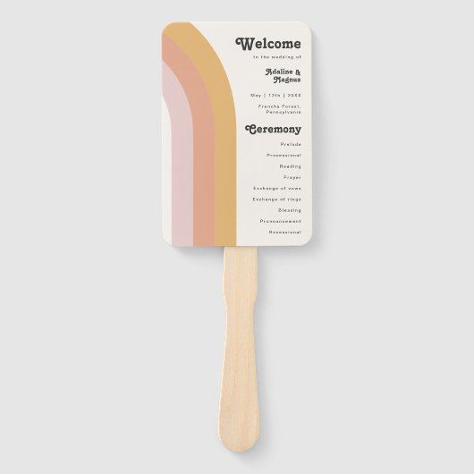 モダンレトロ70ズレインボー結婚式 プログラムハンドファン ハンドファン (正面)