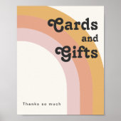 モダンレトロ70ズレインボー |カードとギフトサイン ポスター (正面)