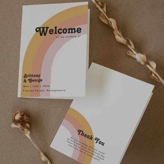 モダンレトロ70ズレインボー |折り曲げ結婚式 プログラム