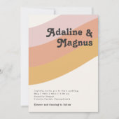 モダンレトロ70年代の虹の結婚全て 招待状 (正面)