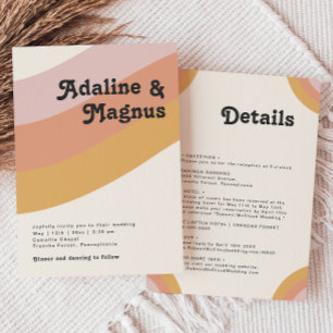 モダンレトロ70年代の虹の結婚全て 招待状