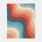 モダンレトロ70sスタイルストライプ フリースブランケット (正面)