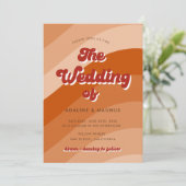 モダンレトロ70sレインボーオレンジ結婚ズ 招待状 (スタンド正面)