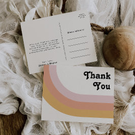 モダンレトロ70's Rainbow 結婚's Thank You ポストカード