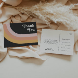 モダンレトロ70's Rainbow Dark's 結婚 Thank You ポストカード