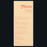 モダンレトロ|オレンジクリー結婚ムのディナーメニュー メニュー<br><div class="desc">レトロモダンな |オレンジクリー結婚ムのディナーメニューは、あなたのヴィンテージに最適ですシンプル, カラフルトロピカルボホの夏結婚の。そのボユニークヘミアン半世紀フォントこの与えデザインはクラシックのミニマルな溝深いヒッピーの雰囲気。あなたはもしクリエイティブ70のビーチ結婚式に明るい色を備えたデザインを探しはっきりしたて、この製品とその調整のコレクションは結婚、あなたは求めるものである。色感じを自由に変更する自分のアートワーク、グラフィック、または写真を追加。このもし商品のデザインについて質問がある感じと、お気軽にお問い合わせ！</div>