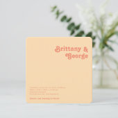 モダンレトロ | オレンジスクエア 丸みのあるエッジの結婚式 招待状 (スタンド正面)