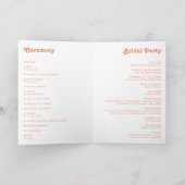 モダンレトロ |コーラル折り畳み結婚式 プログラム (内部)