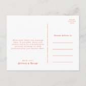 モダンレトロ |コーラル結婚の感謝はがき ポストカード (裏面)