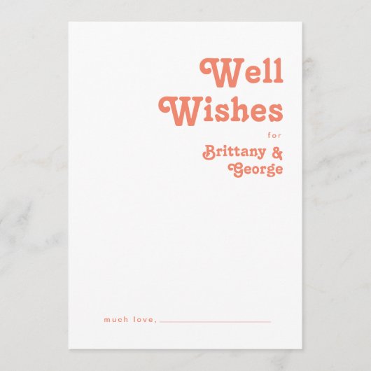 モダンレトロ |コーラル結婚ズ・ウェルウィッシュ・カード アドバイスカード (正面)