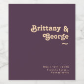 モダンレトロ |ダークパープル結婚のワインラベル ワインラベル (シングルラベル)