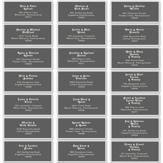 モダンレトロ |ダーク結婚のゲスト住所 シール (正面)