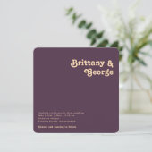 モダンレトロ |紫色の四角い丸いエッジ結婚の 招待状 (スタンド正面)