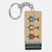 モダンレトロ- 3魚オンさくらんぼ木パーソナライズされた キーホルダー (正面左)