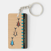 モダンレトロ- 3魚オンさくらんぼ木パーソナライズされた キーホルダー (裏面)