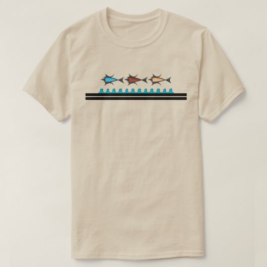 モダンレトロ - 3 匹の魚 Tシャツ (デザイン正面)