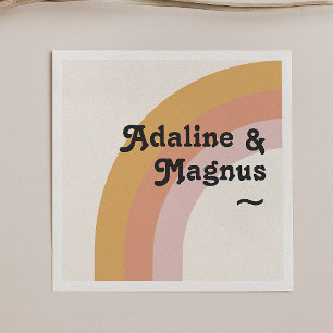 モダンレトロ 70's レインボー   ウェディングナプキン スタンダードカクテルナプキン