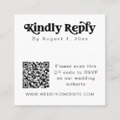 モダンレトロQRコードスクエアRSVP挿入カード スクエア名刺 (正面)