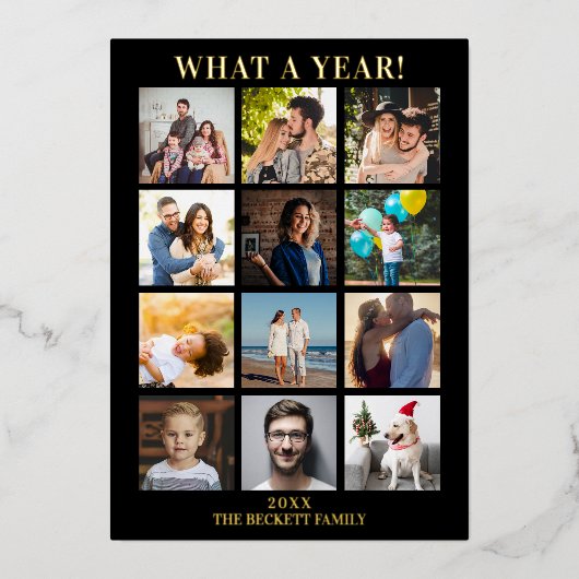 モダンレビューの年12写真コラージュ実在 箔シーズンカード (正面)