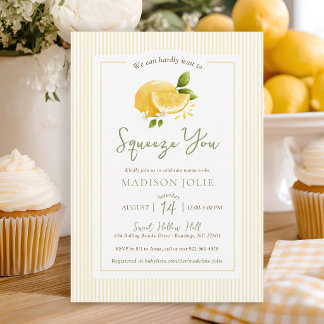 モダンレモン ニュートラル ベビーシャワー 招待状