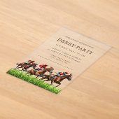 モダンレースホースダービーパーティー 馬術 アクリル招待状 (レイダウン)