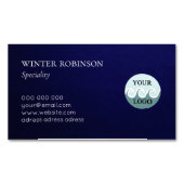 モダンロカスタムゴのミニマルなミッドナイト・ブルー・ブシン マグネット名刺 (正面)