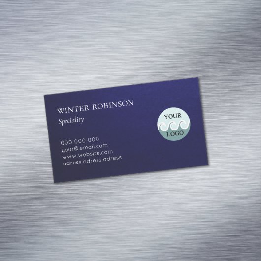 モダンロカスタムゴのミニマルなミッドナイト・ブルー・ブシン マグネット名刺 (インサイチュ)