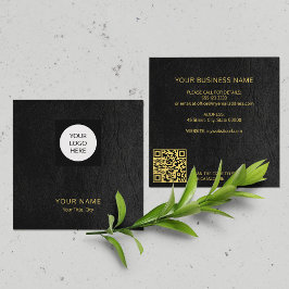 モダンロカスタムゴQRコード黒金ゴールド スクエア名刺