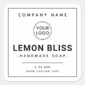 モダンロゴの薄い四角縁ど形製品ラベルを追加 スクエアシール (正面)