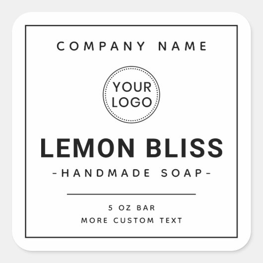 モダンロゴの薄い四角縁ど形製品ラベルを追加 スクエアシール (正面)