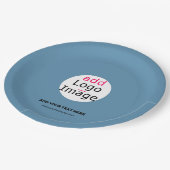 モダンロゴの追加プロモカスタマイズ可能なダスティブルー ペーパープレート (アングル)