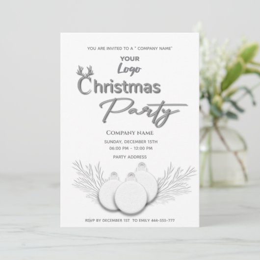 モダンロゴタイポグラフィ企業のクリスマスパーティー 招待状 (スタンド正面)