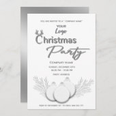 モダンロゴタイポグラフィ企業のクリスマスパーティー 招待状 (正面/裏面)