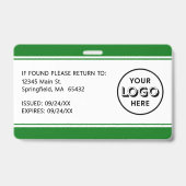 モダンロゴバーコードグリーン社員IDカード バッジ (裏面)