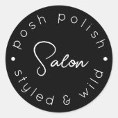 モダンロゴパーソナライズされた業務用ヘアサロン ラウンドシール (正面)