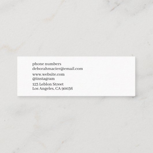 モダンロゴ付きホワイトミニ名刺 スキニー名刺 (裏面)