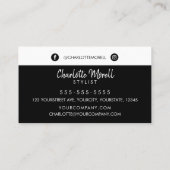 モダンロゴ付きミニマシンプルリスト白黒 予約カード (裏面)