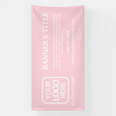 モダンロゴ淡い色のピンクホワイトビジネスバナー 横断幕 (縦)