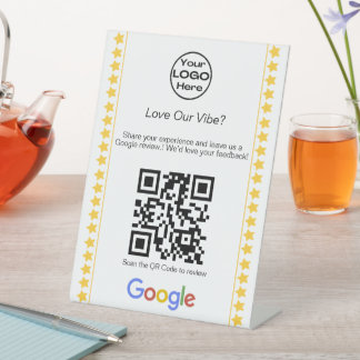 モダンロゴ5つ星評価GoogleレビューQRコード 台座サイン