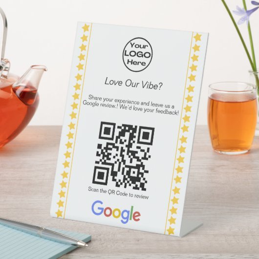 モダンロゴ5つ星評価GoogleレビューQRコード 台座サイン (インサイチュ)