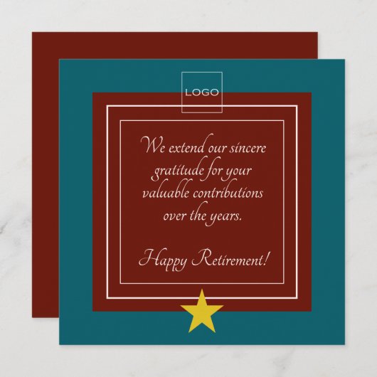 モダンロゴ　ゴールドスター　バーガンディー＆ティール　リタイアメント (正面/裏面)