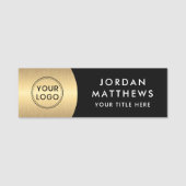 モダンロゴ、名前、タイトルgolden gradient black 名札 (正面)